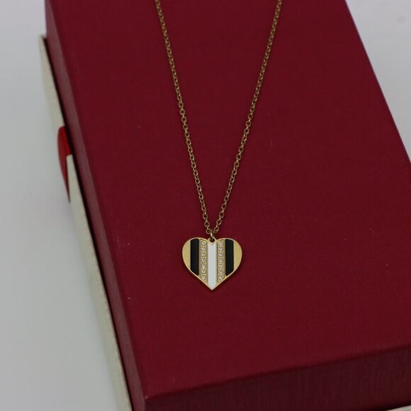 Gold Heart Pendant Yellow Necklace with Crystal Accent, XPNL0362 - Picture 7 of 12